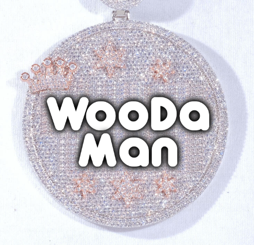 CUSTOM LETTER NECKLACE 3D BIG CROWN DISC