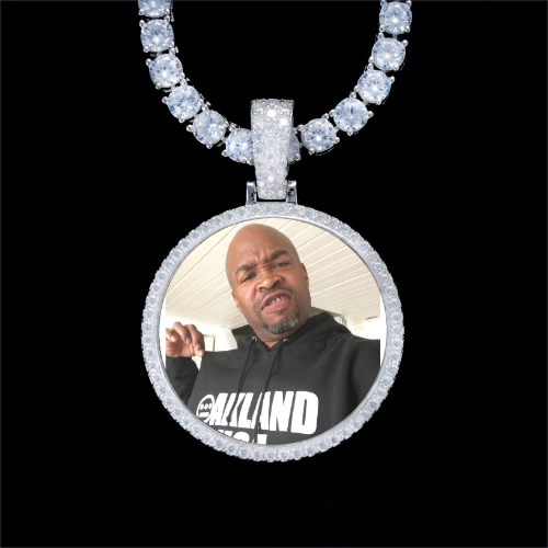 925S & VVS Moissanite 3D Circle Custom Picture Pendant