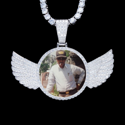925S & VVS Moissanite 3D Wing Custom Picture Pendant
