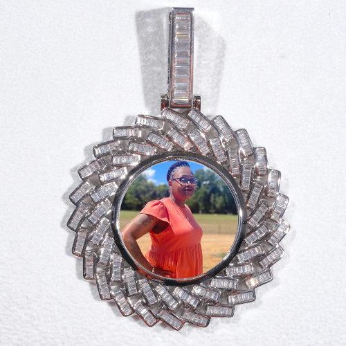 Large 3D Baguette Custom Picture Pendant