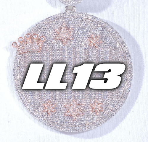 CUSTOM LETTER NECKLACE 3D BIG CROWN DISC