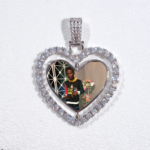 3D Spinning 2-Faced Heart Custom Picture Pendant