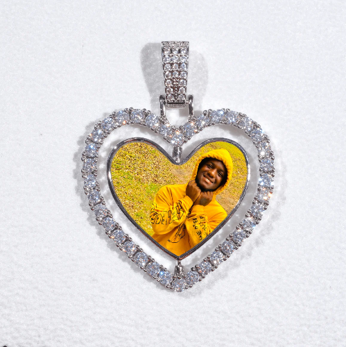 3D Spinning 2-Faced Heart Custom Picture Pendant