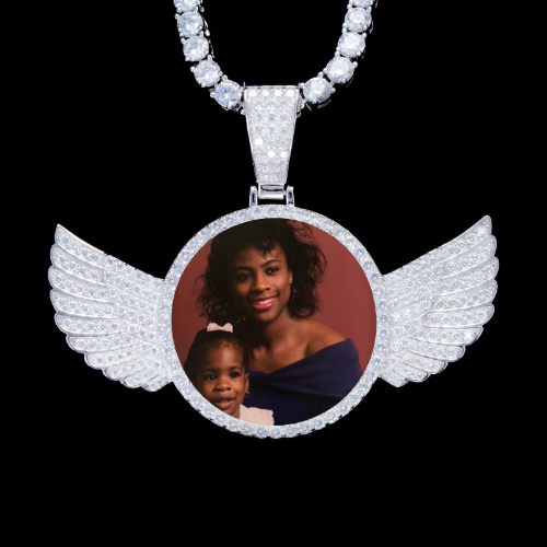 925S & VVS Moissanite 3D Wing Custom Picture Pendant