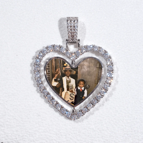 3D Spinning 2-Faced Heart Custom Picture Pendant