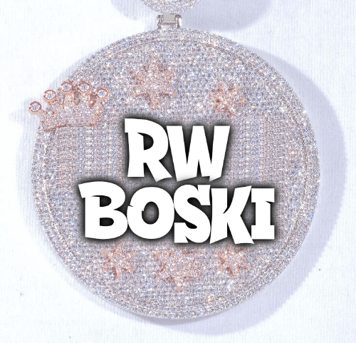 CUSTOM LETTER NECKLACE 3D BIG CROWN DISC