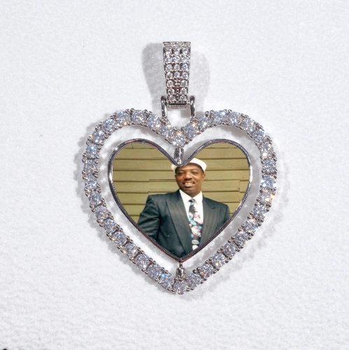 3D Spinning 2-Faced Heart Custom Picture Pendant