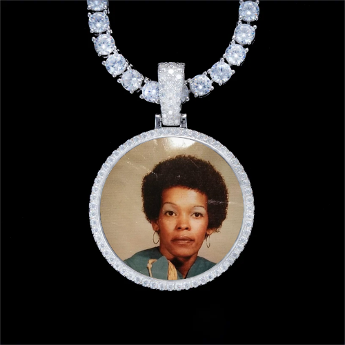 925S & VVS Moissanite 3D Circle Custom Picture Pendant