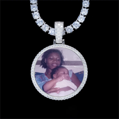 925S & VVS Moissanite 3D Circle Custom Picture Pendant