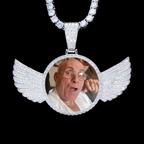 925S & VVS Moissanite 3D Wing Custom Picture Pendant