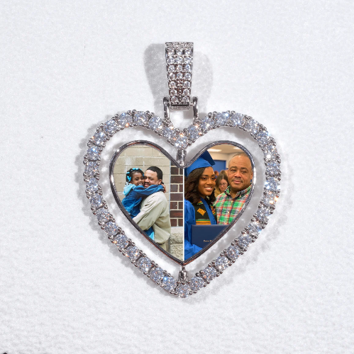 3D Spinning 2-Faced Heart Custom Picture Pendant