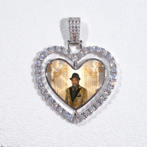 3D Spinning 2-Faced Heart Custom Picture Pendant