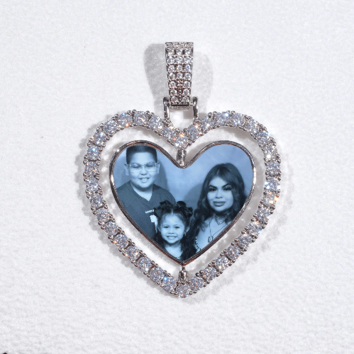 3D Spinning 2-Faced Heart Custom Picture Pendant