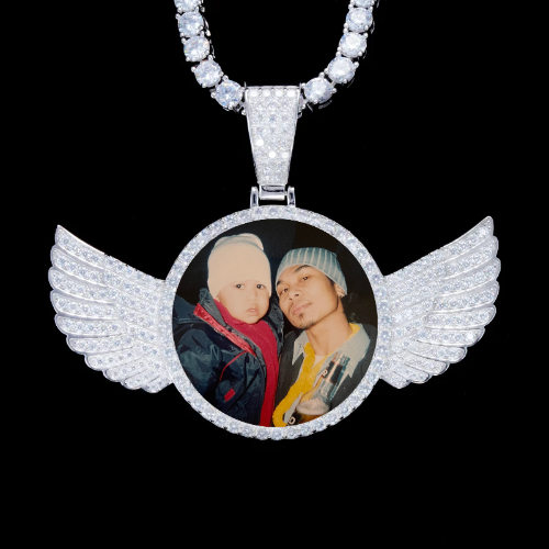 925S & VVS Moissanite 3D Wing Custom Picture Pendant