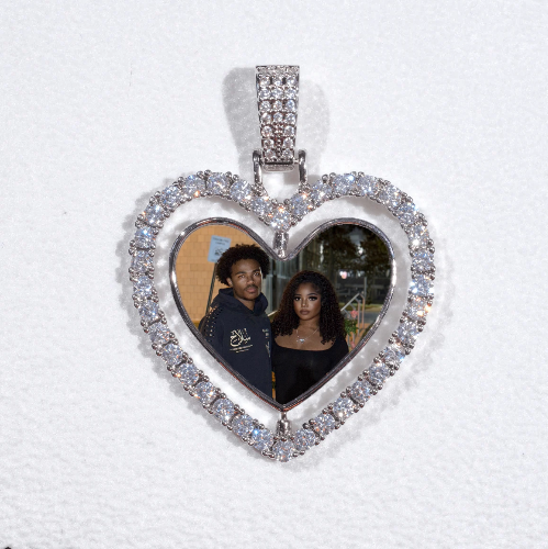 3D Spinning 2-Faced Heart Custom Picture Pendant