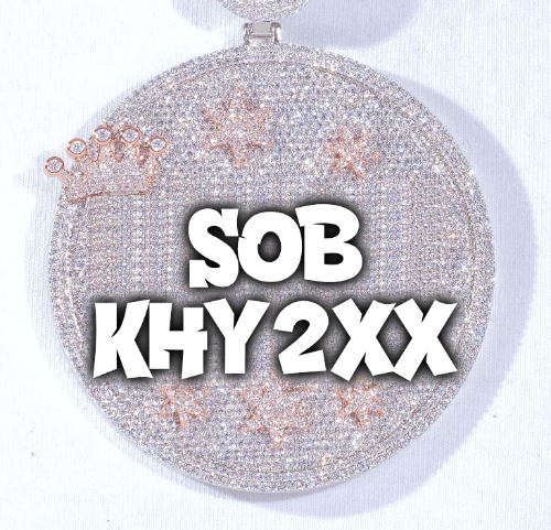 CUSTOM LETTER NECKLACE 3D BIG CROWN DISC