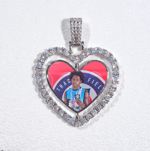 3D Spinning 2-Faced Heart Custom Picture Pendant