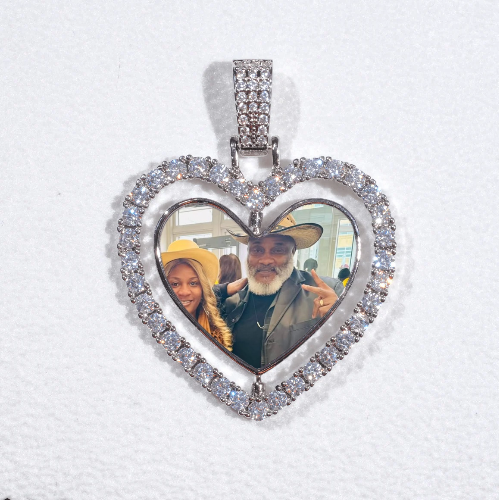 3D Spinning 2-Faced Heart Custom Picture Pendant