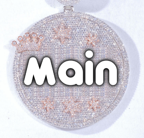 CUSTOM LETTER NECKLACE 3D BIG CROWN DISC