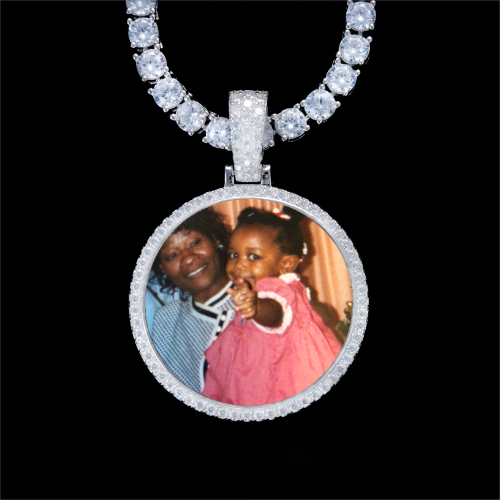 925S & VVS Moissanite 3D Circle Custom Picture Pendant