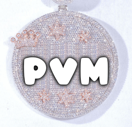 CUSTOM LETTER NECKLACE 3D BIG CROWN DISC