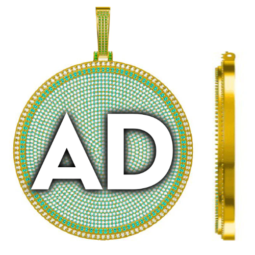 CUSTOM LETTER NECKLACE 3D BIG DISC