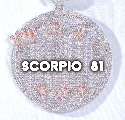 CUSTOM LETTER NECKLACE 3D BIG CROWN DISC