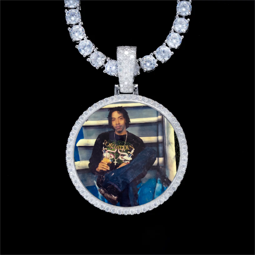 925S & VVS Moissanite 3D Circle Custom Picture Pendant