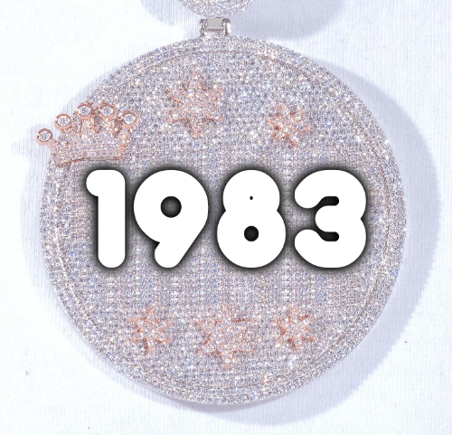 CUSTOM LETTER NECKLACE 3D BIG CROWN DISC