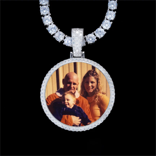 925S & VVS Moissanite 3D Circle Custom Picture Pendant