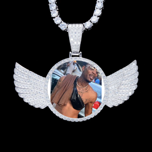 925S & VVS Moissanite 3D Wing Custom Picture Pendant