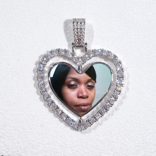 3D Spinning 2-Faced Heart Custom Picture Pendant