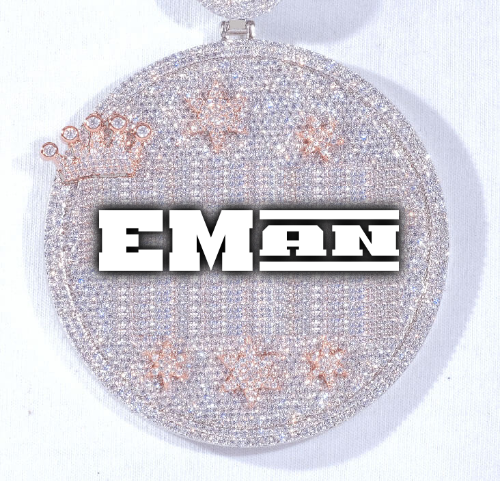 CUSTOM LETTER NECKLACE 3D BIG CROWN DISC
