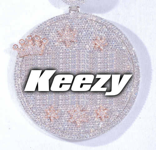 CUSTOM LETTER NECKLACE 3D BIG CROWN DISC