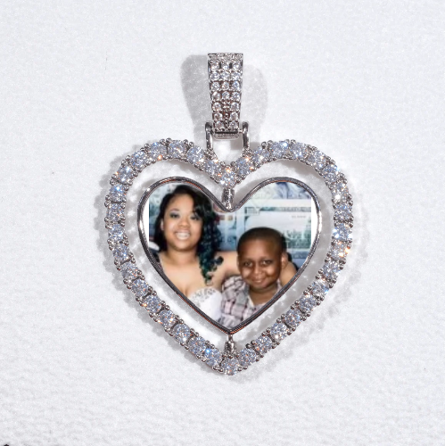 3D Spinning 2-Faced Heart Custom Picture Pendant