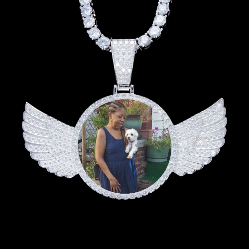 925S & VVS Moissanite 3D Wing Custom Picture Pendant