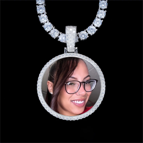 925S & VVS Moissanite 3D Circle Custom Picture Pendant