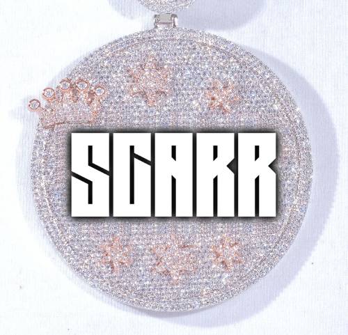 CUSTOM LETTER NECKLACE 3D BIG CROWN DISC