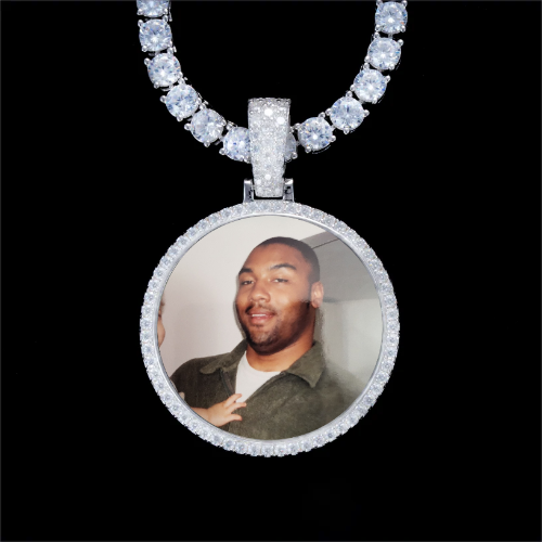 925S & VVS Moissanite 3D Circle Custom Picture Pendant