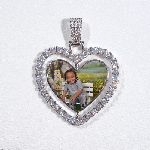 3D Spinning 2-Faced Heart Custom Picture Pendant