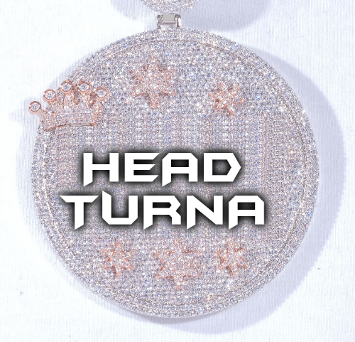 CUSTOM LETTER NECKLACE 3D BIG CROWN DISC