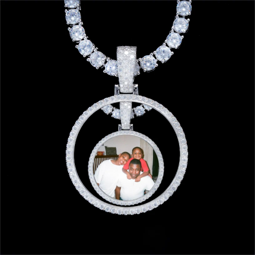925S & VVS Moissanite 3D Circle Custom Picture Pendant