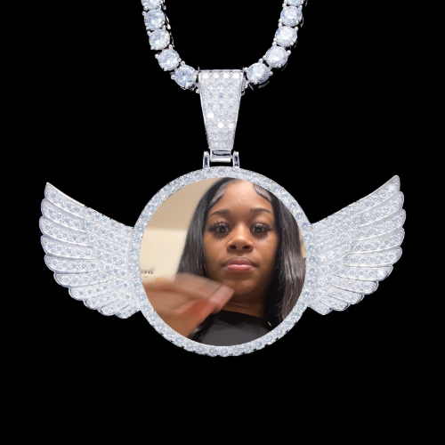 925S & VVS Moissanite 3D Wing Custom Picture Pendant