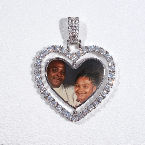 3D Spinning 2-Faced Heart Custom Picture Pendant