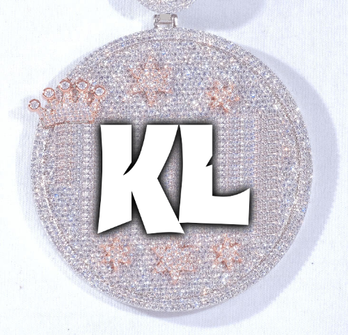 CUSTOM LETTER NECKLACE 3D BIG CROWN DISC