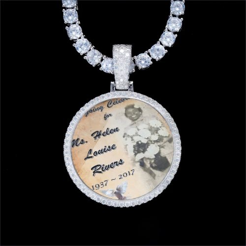 925S & VVS Moissanite 3D Circle Custom Picture Pendant