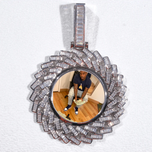 Large 3D Baguette Custom Picture Pendant