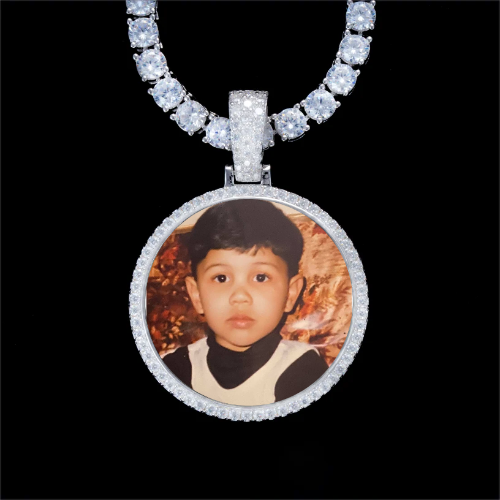 925S & VVS Moissanite 3D Circle Custom Picture Pendant