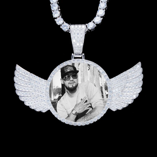 925S & VVS Moissanite 3D Wing Custom Picture Pendant