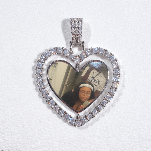 3D Spinning 2-Faced Heart Custom Picture Pendant